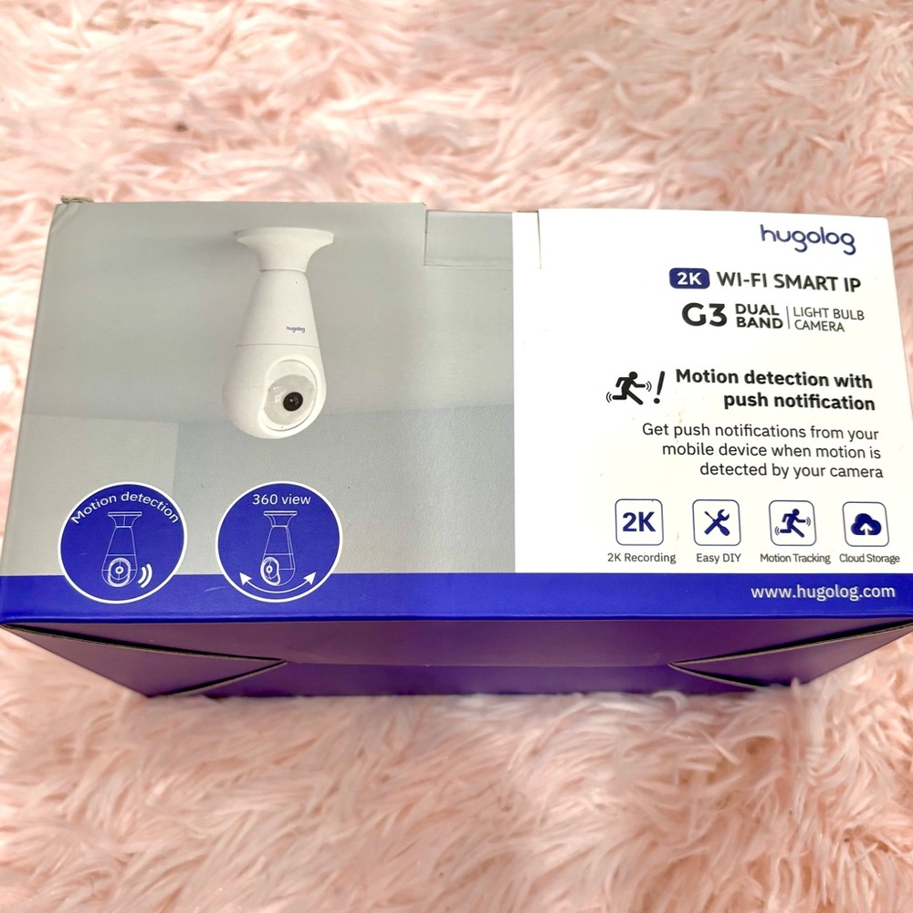 Hugolog 2K Wi-Fi Smart Light Bulb Camera – Motion Detection & Dual-Band
